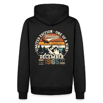 Né en décembre 1965 Cadeau de 57e anniversaire - Sweat à capuche Premium bio Homme - noir - Dos - Nico (187cm)