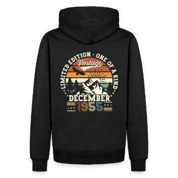 Né en décembre 1955 cadeau de 67e anniversaire - Sweat à capuche Premium bio Homme - noir - Dos - Nico (187cm)