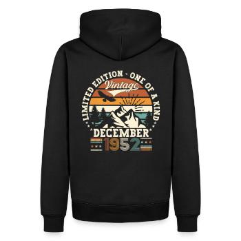 Né en décembre 1952 Cadeau du 70e anniversaire - Sweat à capuche Premium bio Homme - noir - Dos - Nico (187cm)