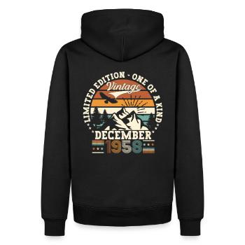 Né en décembre 1958 cadeau de 64e anniversaire - Sweat à capuche Premium bio Homme - noir - Dos - Nico (187cm)