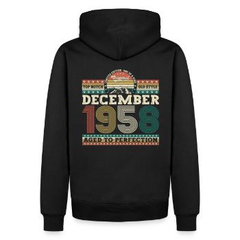 Né en décembre 1958 cadeau de 64e anniversaire - Sweat à capuche Premium bio Homme - noir - Dos - Nico (187cm)