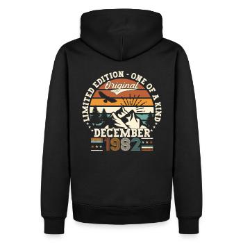 Décembre Né en 1982 Cadeau de 40e anniversaire - Sweat à capuche Premium bio Homme - noir - Dos - Nico (187cm)