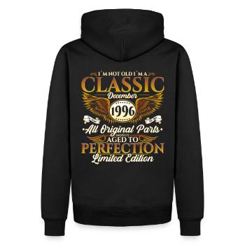 Décembre Né 1996 Cadeau de 26e anniversaire - Sweat à capuche Premium bio Homme - noir - Dos - Nico (187cm)