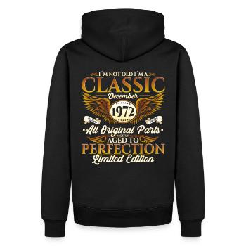 Né en décembre 1972 Cadeau de 50e anniversaire - Sweat à capuche Premium bio Homme - noir - Dos - Nico (187cm)