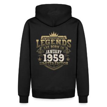 Né en 1959 Janvier 64e anniversaire Homme cadeau - Sweat à capuche Premium bio Homme - noir - Dos - Nico (187cm)