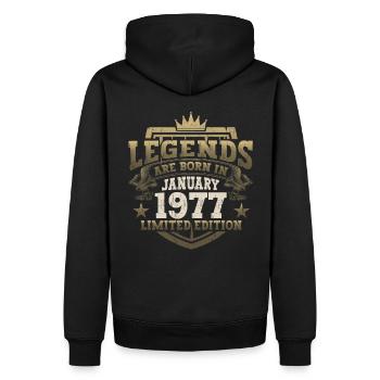 Né en 1977 Janvier 46ème anniversaire Homme cadeau - Sweat à capuche Premium bio Homme - noir - Dos - Nico (187cm)