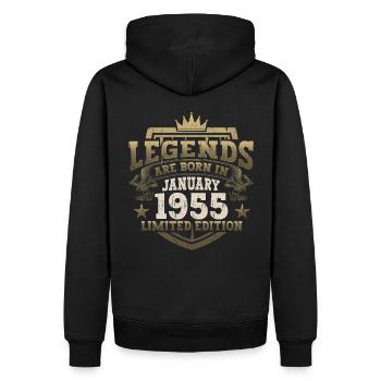 Né en 1955 janvier 68e anniversaire cadeau homme - Sweat à capuche Premium bio Homme - noir - Dos - Nico (187cm)