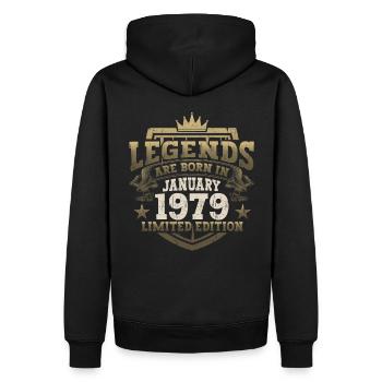 Né en 1979 Janvier 44e anniversaire Homme cadeau - Sweat à capuche Premium bio Homme - noir - Dos - Nico (187cm)