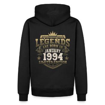 Né le 29 janvier 1994 Gift Man - Sweat à capuche Premium bio Homme - noir - Dos - Nico (187cm)