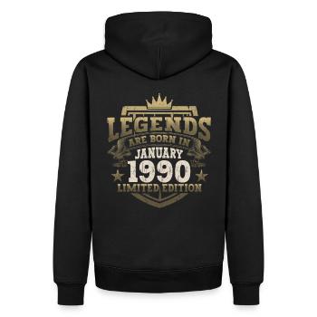 Né le 33 janvier 1990 Homme cadeau - Sweat à capuche Premium bio Homme - noir - Dos - Nico (187cm)