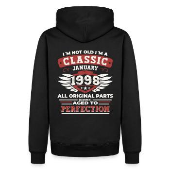 Né le 25 janvier 1998 Homme cadeau - Sweat à capuche Premium bio Homme - noir - Dos - Nico (187cm)