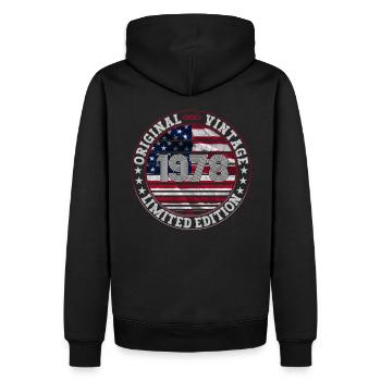 Né en 1978 45th birthday gift man / USA - Sweat à capuche Premium bio Homme - noir - Dos - Nico (187cm)