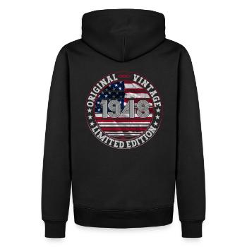 Jahrgang 1948 75. Geburtstag Geschenk Mann/ USA - Männer Premium Bio Hoodie - Schwarz - Hinten - Nico (187cm)