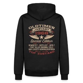 Jahrgang 1968 Januar 55. Geburtstag Geschenk Mann - Männer Premium Bio Hoodie - Schwarz - Hinten - Nico (187cm)