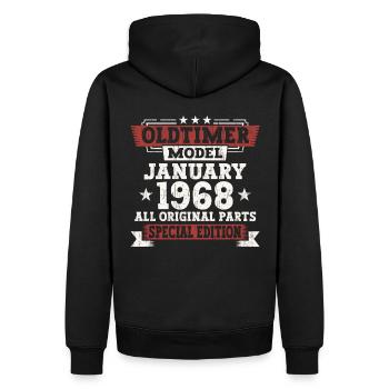 Né en 1968 Janvier 55e anniversaire Homme cadeau - Sweat à capuche Premium bio Homme - noir - Dos - Nico (187cm)