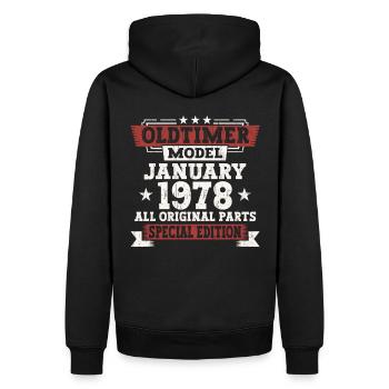 Né en 1978 janvier 45e anniversaire cadeau homme - Sweat à capuche Premium bio Homme - noir - Dos - Nico (187cm)