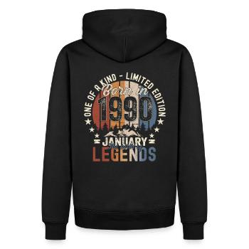 Né le 33 janvier 1990 Homme cadeau - Sweat à capuche Premium bio Homme - noir - Dos - Nico (187cm)