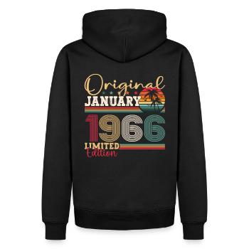 Né en 1966 Janvier 57e anniversaire Homme cadeau - Sweat à capuche Premium bio Homme - noir - Dos - Nico (187cm)