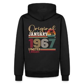 Né en 1967 Janvier 56e anniversaire Homme cadeau - Sweat à capuche Premium bio Homme - noir - Dos - Nico (187cm)
