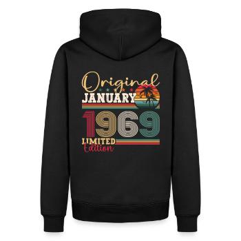 Né en 1969 Janvier 54e anniversaire Homme cadeau - Sweat à capuche Premium bio Homme - noir - Dos - Nico (187cm)