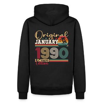 Né le 33 janvier 1990 Homme cadeau - Sweat à capuche Premium bio Homme - noir - Dos - Nico (187cm)