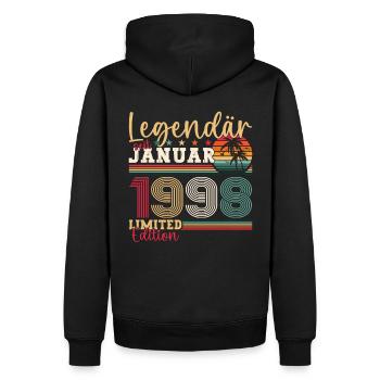 Jahrgang 1998 Januar 25. Geburtstag Geschenk Mann - Männer Premium Bio Hoodie - Schwarz - Hinten - Nico (187cm)