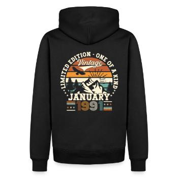Né 1991 Janvier 32ème anniversaire Homme cadeau - Sweat à capuche Premium bio Homme - noir - Dos - Nico (187cm)