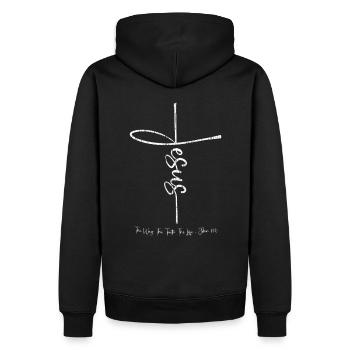 Jesus Christus Bibelvers Weg Wahrheit Leben Christ - Männer Premium Bio Hoodie - Schwarz - Hinten - Nico (187cm)
