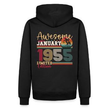 Né en 1955 janvier 68e anniversaire cadeau homme - Sweat à capuche Premium bio Homme - noir - Dos - Nico (187cm)