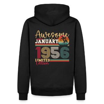 Né en 1956 janvier 67e anniversaire Homme cadeau - Sweat à capuche Premium bio Homme - noir - Dos - Nico (187cm)