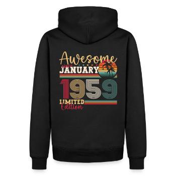 Né en 1959 Janvier 64e anniversaire Homme cadeau - Sweat à capuche Premium bio Homme - noir - Dos - Nico (187cm)