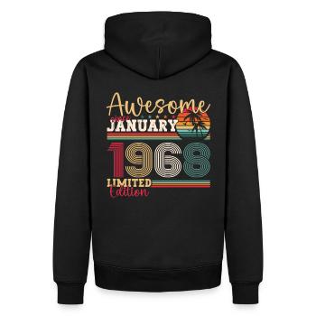 Né en 1968 Janvier 55e anniversaire Homme cadeau - Sweat à capuche Premium bio Homme - noir - Dos - Nico (187cm)