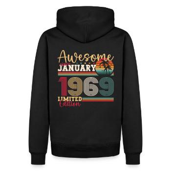 Né en 1969 Janvier 54e anniversaire Homme cadeau - Sweat à capuche Premium bio Homme - noir - Dos - Nico (187cm)