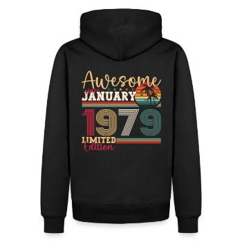 Né en 1979 Janvier 44e anniversaire Homme cadeau - Sweat à capuche Premium bio Homme - noir - Dos - Nico (187cm)