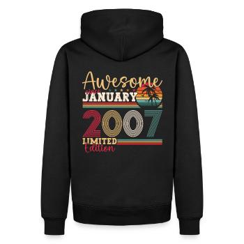 Year 2007 January 16th birthday gift man - Men’s Premium Organic Hoodie - black - Back - Nico (187cm)