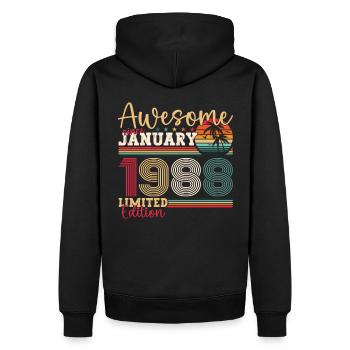Né 1988 Janvier 35th anniversaire Homme cadeau - Sweat à capuche Premium bio Homme - noir - Dos - Nico (187cm)
