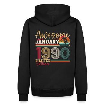 Né le 33 janvier 1990 Homme cadeau - Sweat à capuche Premium bio Homme - noir - Dos - Nico (187cm)