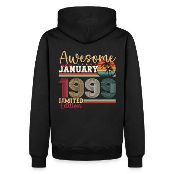 Né le 24 janvier 1999 Gift Man - Sweat à capuche Premium bio Homme - noir - Dos - Nico (187cm)