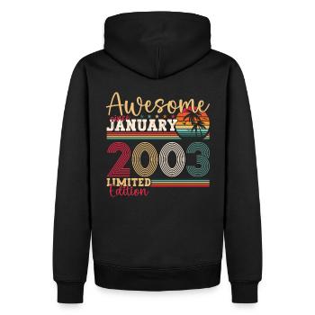 Année 2003 Janvier 20e anniversaire cadeau homme - Sweat à capuche Premium bio Homme - noir - Dos - Nico (187cm)