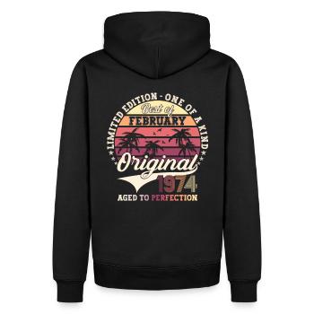 Février né 1974 49ème anniversaire cadeau homme - Sweat à capuche Premium bio Homme - noir - Dos - Nico (187cm)