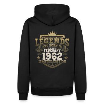 Février né 1962 61ème anniversaire cadeau homme - Sweat à capuche Premium bio Homme - noir - Dos - Nico (187cm)