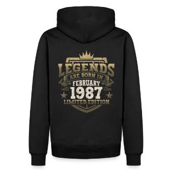 Février né 1987 36ème anniversaire cadeau homme - Sweat à capuche Premium bio Homme - noir - Dos - Nico (187cm)
