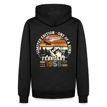 Né en 1956 février 67e anniversaire cadeau homme - Sweat à capuche Premium bio Homme - noir - Dos - Nico (187cm)