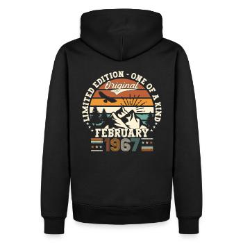 Born 1967 February 56th birthday Gift man - Men’s Premium Organic Hoodie - black - Back - Nico (187cm)