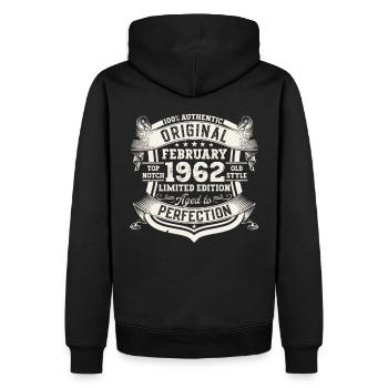 Février né 1962 61ème anniversaire cadeau homme - Sweat à capuche Premium bio Homme - noir - Dos - Nico (187cm)