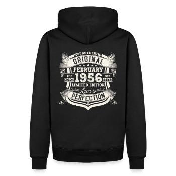 Février né en 1956 67e anniversaire cadeau homme - Sweat à capuche Premium bio Homme - noir - Dos - Nico (187cm)