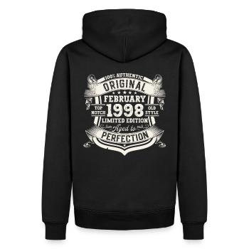 Février né 1998 25e anniversaire cadeau homme - Sweat à capuche Premium bio Homme - noir - Dos - Nico (187cm)