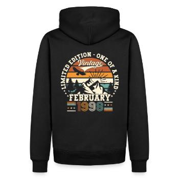 Februar Vintage 1998 Retro Geburtstag Geschenk - Männer Premium Bio Hoodie - Schwarz - Hinten - Nico (187cm)