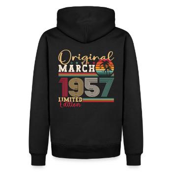 66e anniversaire Mann Original March Né en 1957 - Sweat à capuche Premium bio Homme - noir - Dos - Nico (187cm)