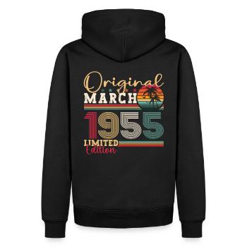 68e anniversaire Mann Original March Né en 1955 - Sweat à capuche Premium bio Homme - noir - Dos - Nico (187cm)